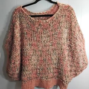 Anthropologie Pink and Cream Textured Sweater